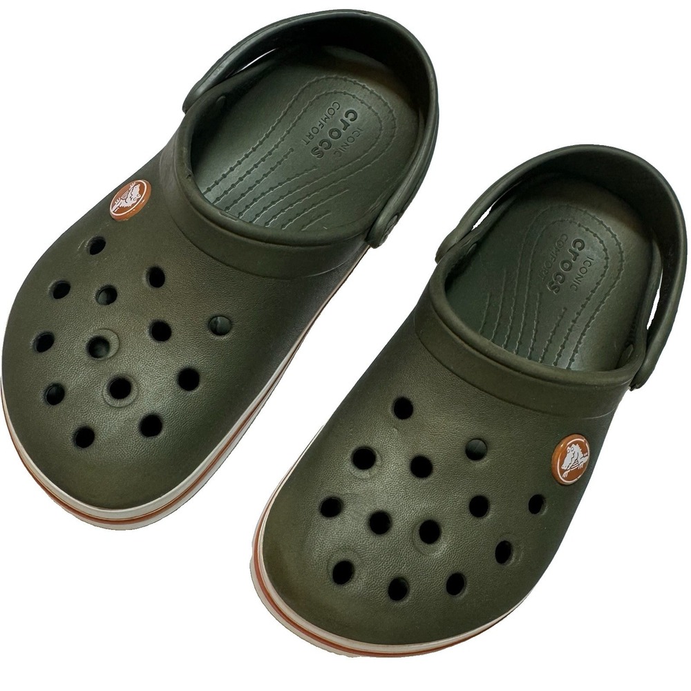 Crocs Iconic Comfort Little Kids Toddler Size 12 Green Clogs Shoes with Jibbitz
